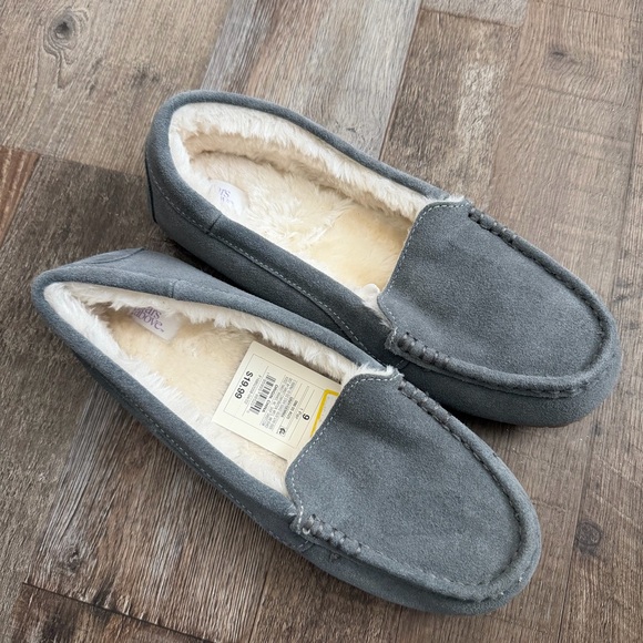 Women's Gemma Moccasin Slippers Gray Suede Leather - Stars Above™ 9 - Picture 5 of 8